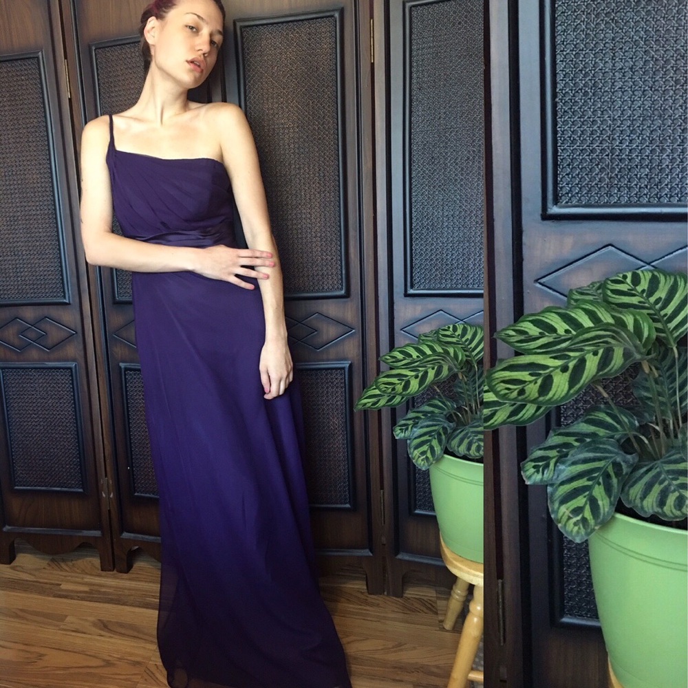 Deep Purple Impression Bridal One-Shoulder Dress